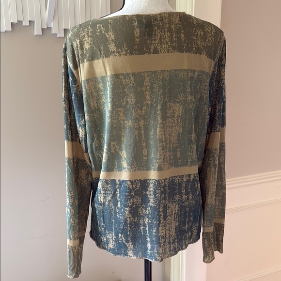 Vintage Y2K 90s Mesh Green Abstract Long Sleeve Top Women's XL - Picture 5 of 7